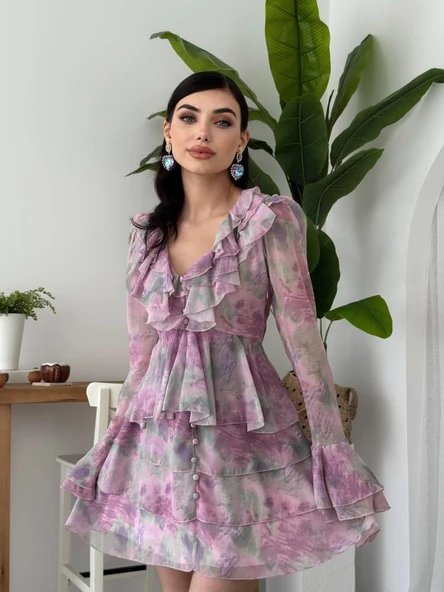 Elose Fırfırlı Elbise - Resim 5