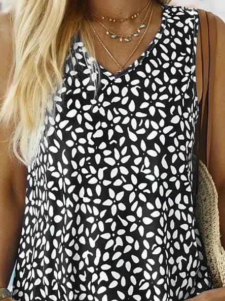 Kadın V Yakalı çiçek Baskılı Salaş Süprem Bluz - Resim 2