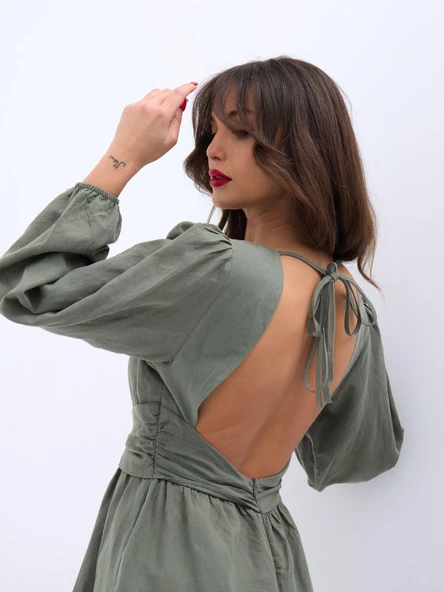 6528 TULUM ELBİSE-HAKİ - Resim 5