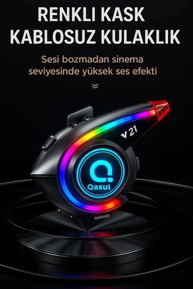 Y21 Bluetooth Motosiklet Kask Kulaklığı  Renkli LED Işıklı, İnterkom Destekli, Yüksek Ses Kalites - 3