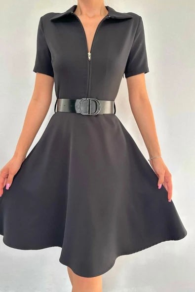 Siyah Kemerli Spor Elbise - 3