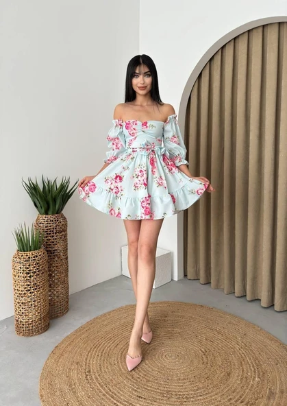 Rucka Belden Bağlamalı Mini Elbise - Resim 3