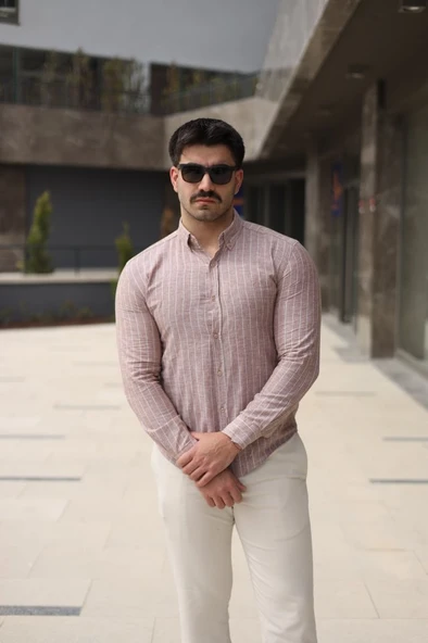 Erkek çizgi Desenli Gömlek - Resim 2