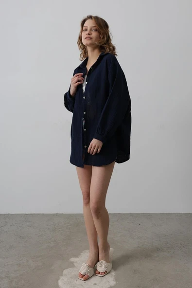 Gömlek - Lacivert - Resim 2