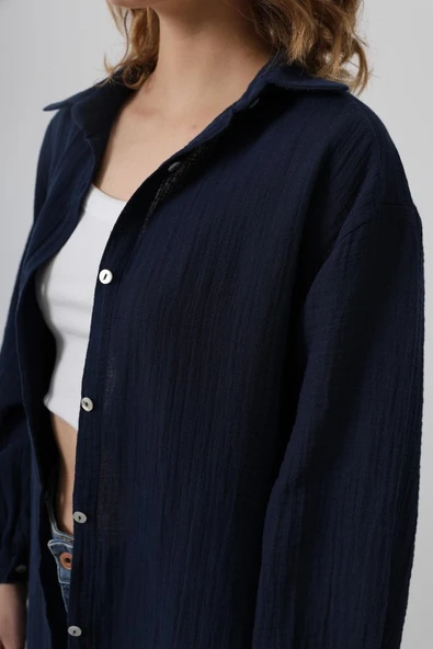 Gömlek - Lacivert - Resim 3