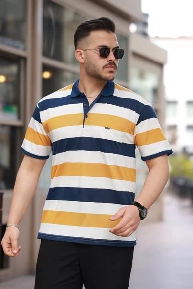 Erkek Yakalı çok Renkli Kısa Kollu T-shirt ürün görseli 1