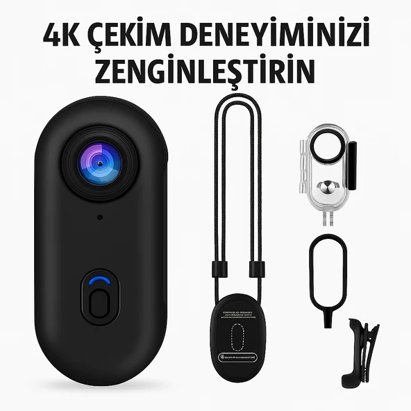 Ultra Kompakt 4K Aksiyon Kamerası  Su Geçirmez, Yüksek Çözünürlüklü Kayıt Ultra HD Mini Kamera