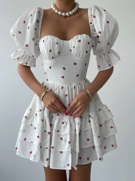 Beyaz Mini Elbise - Resim 2