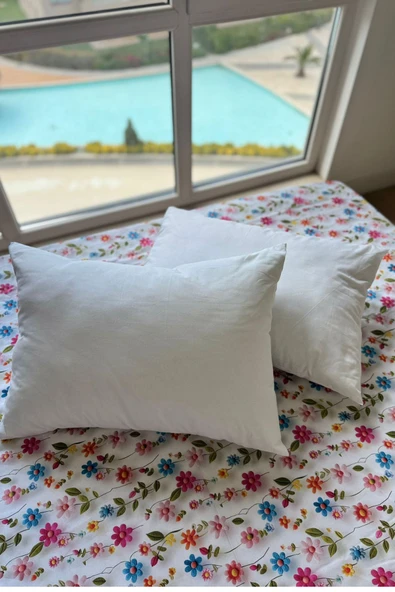 Sheri Home Tekstil Pamuklu 50x70 Beyaz Yastık Kılıfı, 2'li Yastık Kılıfı Şiltesi ürün görseli 1