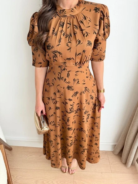 Moccah Yakası Bağlama Detaylı Elbise - Resim 3