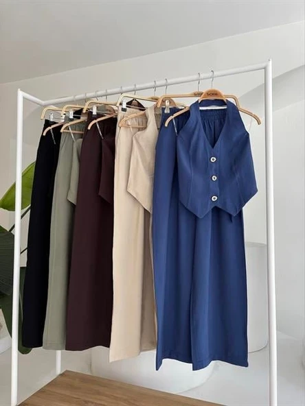 Halter Yaka Yelekli Modal Takım 10144 - Resim 9