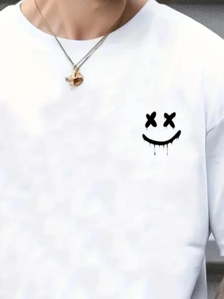 Erkek Kısa Kollu Bisiklet Yaka Baskılı Süprem Tişört - Resim 2