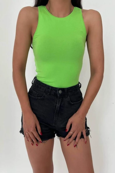 Örme Bisiklet Yaka Atlet - Fıstık Yeşili ürün görseli 1