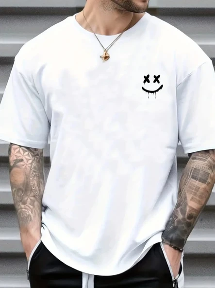 Erkek Kısa Kollu Bisiklet Yaka Baskılı Süprem Tişört ürün görseli