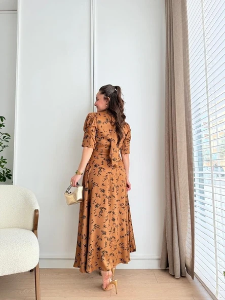 Moccah Yakası Bağlama Detaylı Elbise - Resim 2