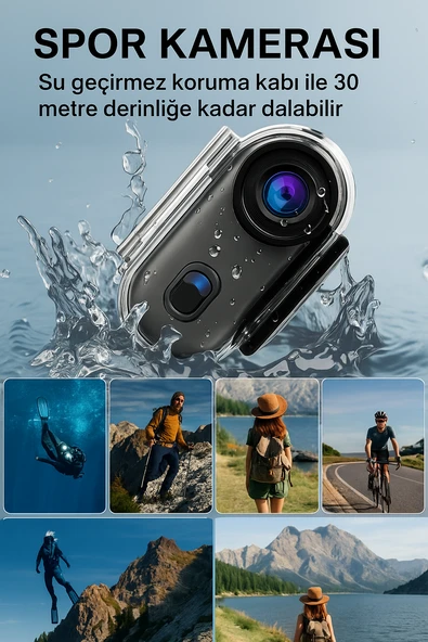 Ultra Kompakt 4K Aksiyon Kamerası  Su Geçirmez, Yüksek Çözünürlüklü Kayıt Ultra HD Mini Kamera - 5