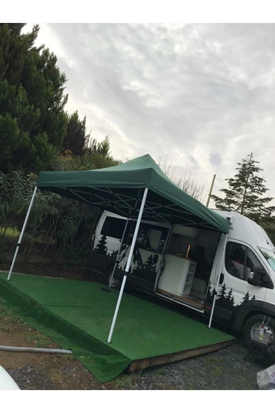3x3 Yeşil Akordiyon Katlanır Çardak