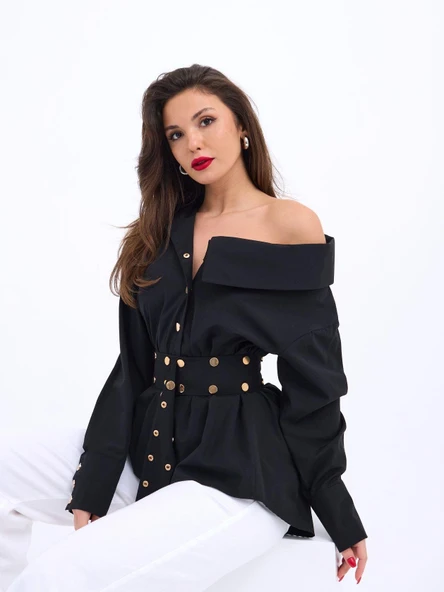 6493 GÖMLEK-SİYAH - Resim 5