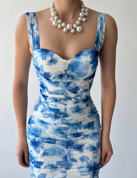 Peran Büzgülü Elbise - Resim 9