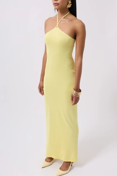 Çapraz Askılı Maxi Elbise - Resim 4