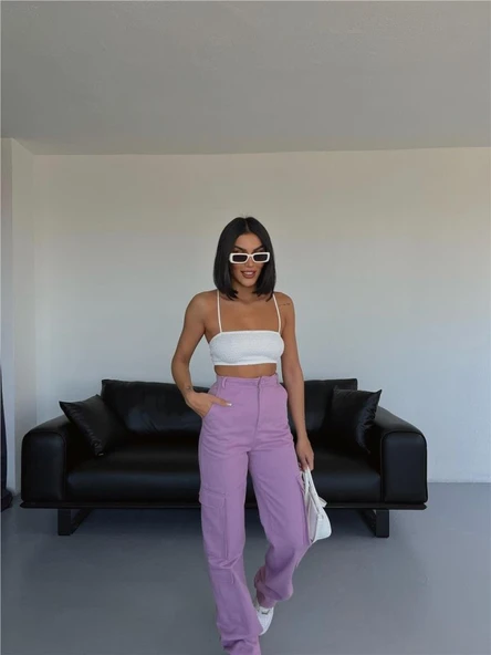 KARGO PANTOLON - Lila - Resim 2