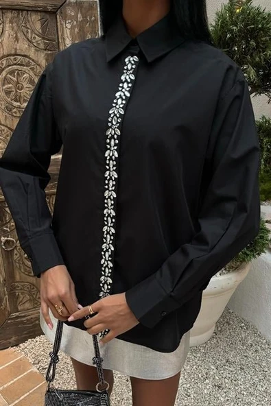 Önü Şerit Taşlı Gömlek 3448 - Resim 5