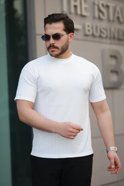 Erkek Kısa Kollu örgü Kumaş Bisiklet Yaka T-shirt ürün görseli 1