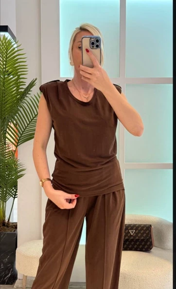 Kadın Vatkalı Düşük Kol Rahat Kesim İkili Takım - Resim 2