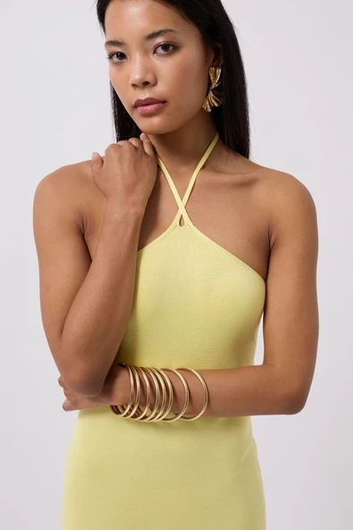 Çapraz Askılı Maxi Elbise - Resim 3