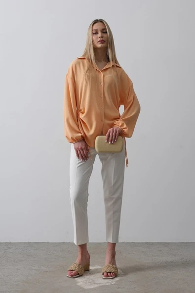 Biye Detaylı Ayrobin Gömlek - Somon ürün görseli