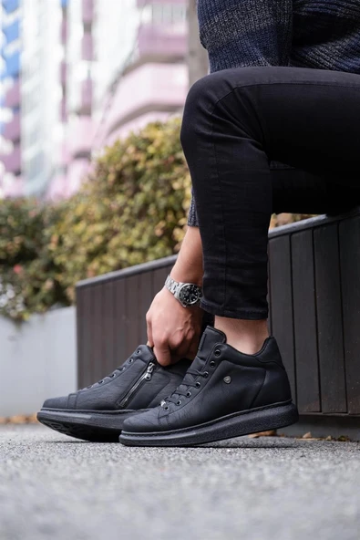 L.A Polo Erkek Günlük Bilekli Fermuarlı Siyah Sneaker Ayakkabı ürün görseli 1