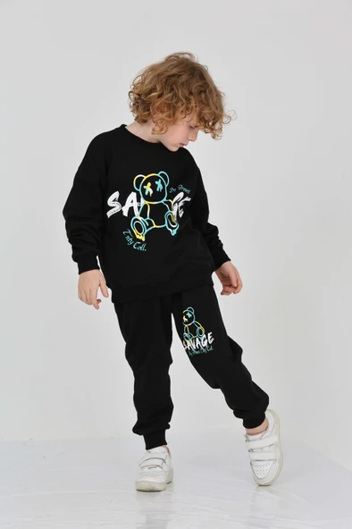 Toontoy Erkek Çocuk Savage Baskılı Eşofman Takım - Resim 6
