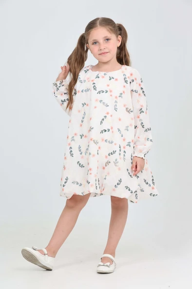 Toontoy Kız Çocuk Çiçekli Volanlı Elbise - 11