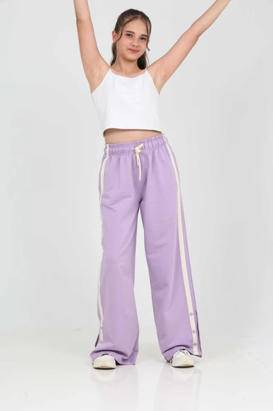 Toontoy Kız Çocuk Boydan Şeritli Eşofman Alt - 12