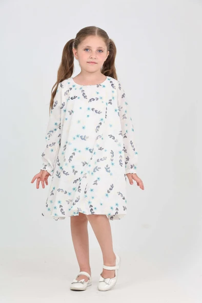Toontoy Kız Çocuk Çiçekli Volanlı Elbise - 2