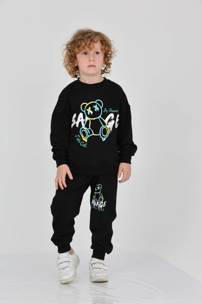 Toontoy Erkek Çocuk Savage Baskılı Eşofman Takım - Resim 10