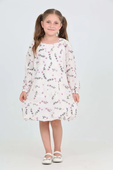 Toontoy Kız Çocuk Çiçekli Volanlı Elbise - 6
