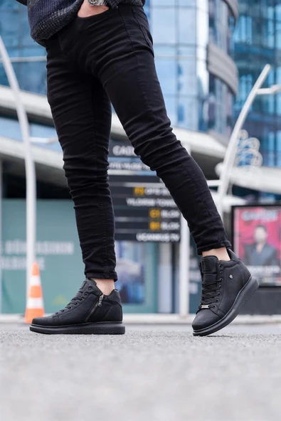 L.A Polo Erkek Günlük Bilekli Fermuarlı Siyah Sneaker Ayakkabı - Resim 3