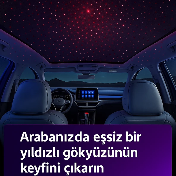 66W Led Işık Tavan Aydınlatmalı 4IN1 Çift Kablolu Hızlı Şarj 3.4A Araç İçi Çakmaklık Şarj Aleti - 4