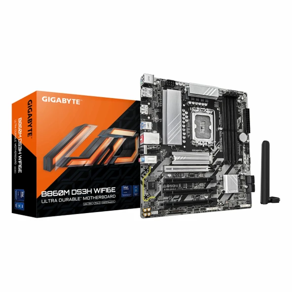 Gigabyte B860M DS3H WiFi6E DDR5 (9066MHz)OC M.2 HDMI/DP PCIe 5.0 1851P mATX Anakart ürün görseli 1