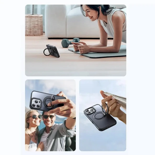 Mcdodo PC-4932 iPhone 16 Pro Halka Standlı Magsafe Siyah Kılıf - Resim 6