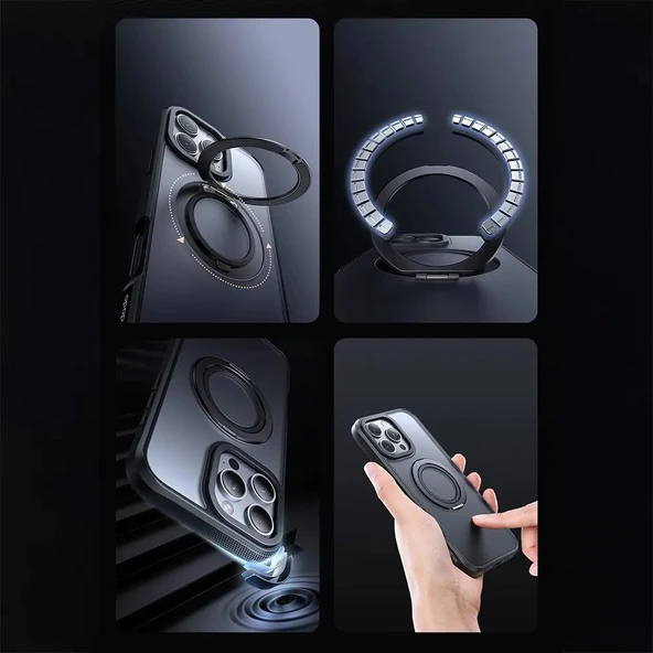 Mcdodo PC-4932 iPhone 16 Pro Halka Standlı Magsafe Siyah Kılıf - Resim 5