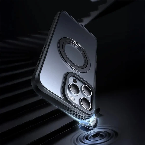 Mcdodo PC-4932 iPhone 16 Pro Halka Standlı Magsafe Siyah Kılıf - Resim 3