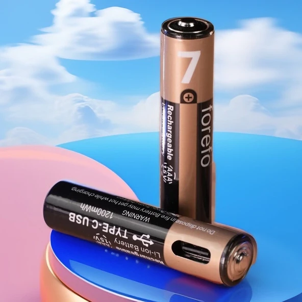 Ultratekno Type-C Şarjlı AAA Pil 1.5V 1000+ Kez Şarj Edilebilir Lityum Pil Kalem Pil (2’li Paket) - 4