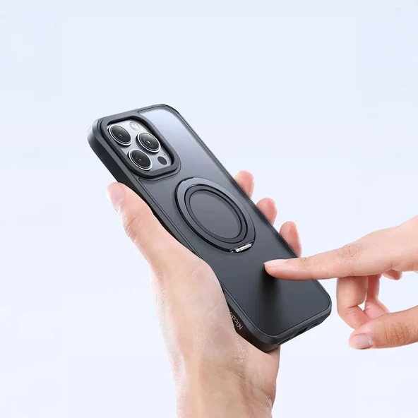 Mcdodo PC-4932 iPhone 16 Pro Halka Standlı Magsafe Siyah Kılıf - Resim 2