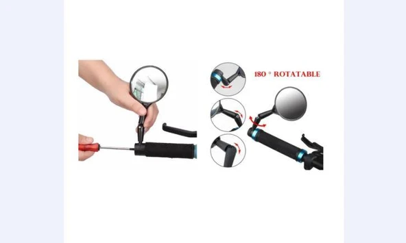 T.Concept Mafsallı Geniş Açılı Bisiklet Aynası Siyah - Resim 2