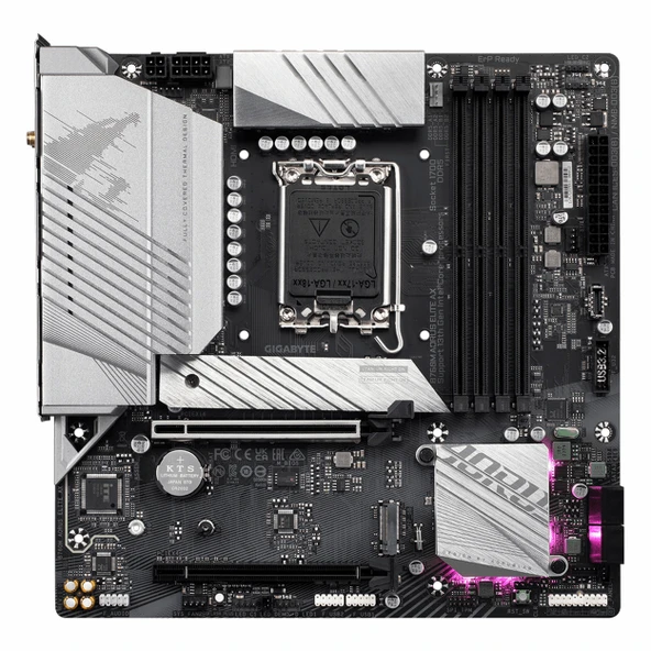 Gigabyte B760M Aorus Elite AX WiFi DDR5 (7800MHz)OC M.2 HDMI/DP/USB-C PCIe 4.0 1700P mATX Anakart - Resim 2