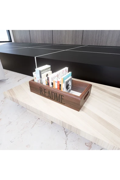 woodretro Ahşap Kitaplık kutu Organizer, Doğal ahşap 40x20 cm - 7