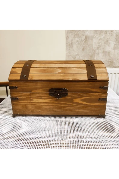 woodretro Ahşap Hazine sandığı 30x20 cm Masif Ahşap - 4