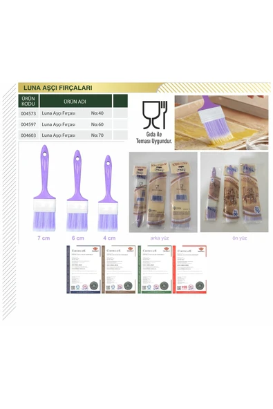 woodretro Aşcı Ve Gıda Fırçası 3lü set Profesyonel 7cm-6cm-4cm - 6